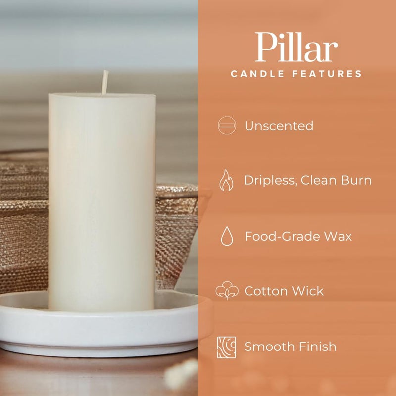 Simply Soson 2x4 inch Ivory Pillar Candles Set of 10, Smooth Texture, Unscented Ivory Candles, Dripless Candles, 2 inch Pillar Candles Ideal as Wedding, Parties, Spas, Dinner, Home Decoration - Image 3